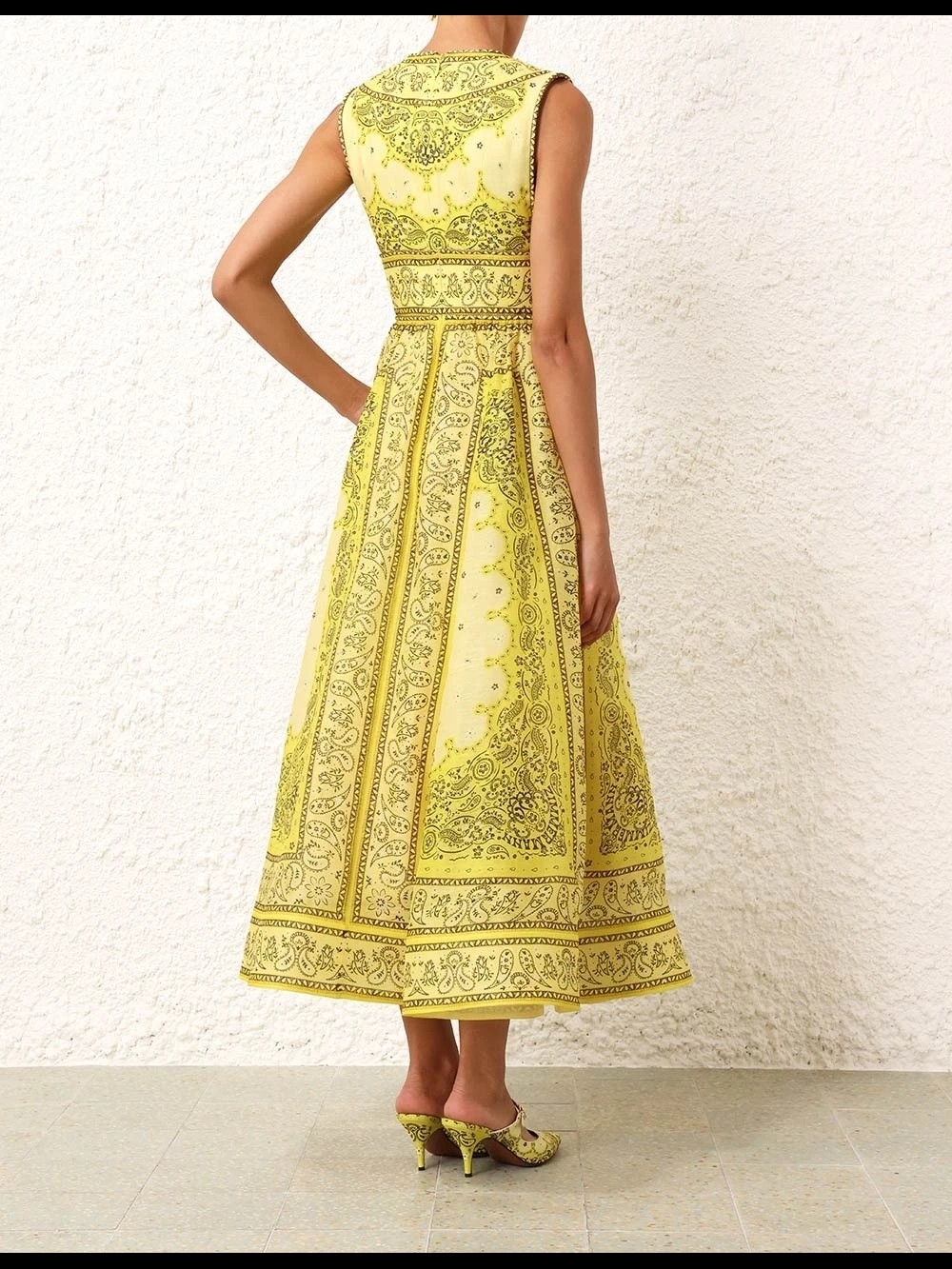 Zimmermann Yellow Paisley Tie-Waist V-Neck Midi Dress. No tags, Never Worn. - Picture 7 of 9